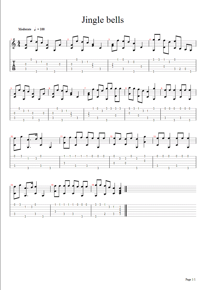 Jingle bells - Классическая гитара нотный архив ноты для гитары