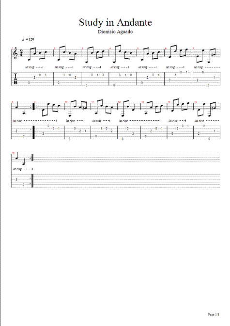 aguado, dionso - study in andante - page 1