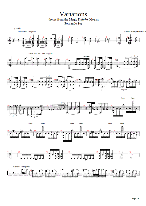 sor, fernando - variations from the magic flute - page 1