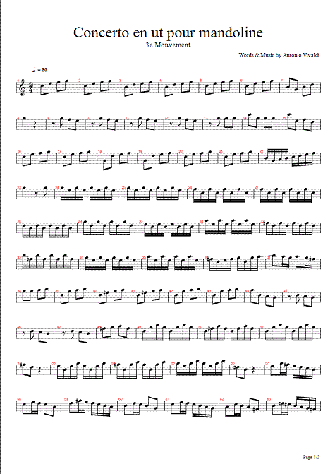 vivaldi, antonio - concerto en ut pour mandoline - page 1