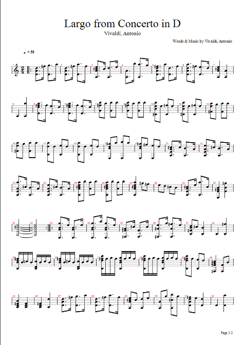 vivaldi, antonio - largo from concerto in d - page 1