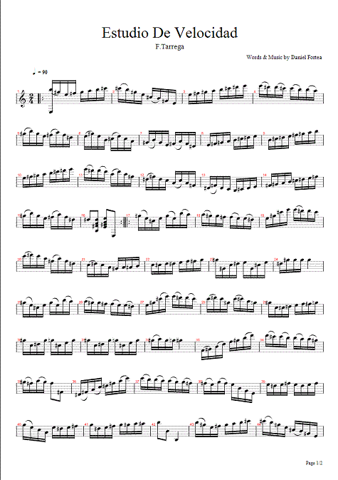 tarrega, francisco - estudio de velocidad - page 1