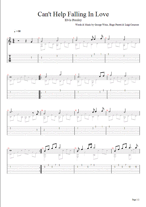 elvis presley - cant help falling in love - page 1