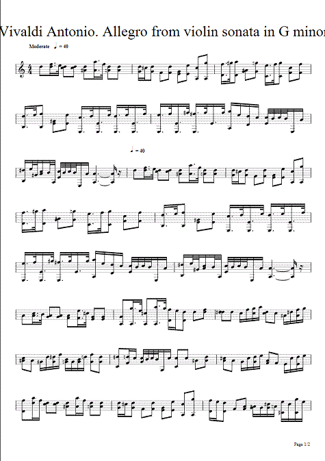 vivaldi antonio. allegro from violin sonata in g minor - page 1