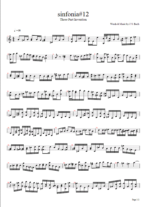 bach, johann sebastian - sinfonia 12 - page 1