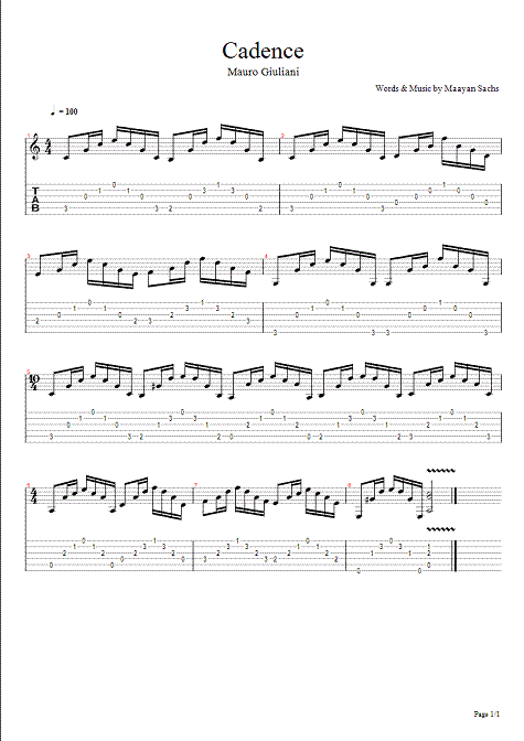 giuliani, mauro - cadence - page 1